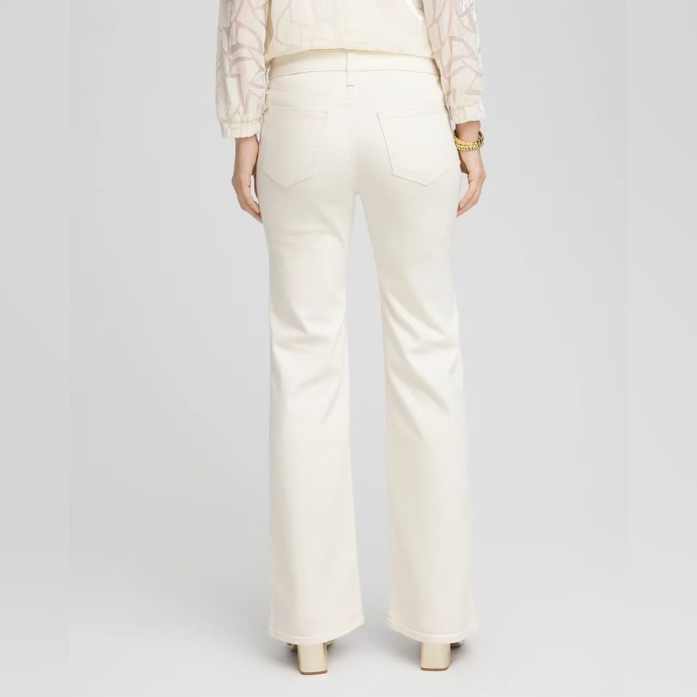 Martha by Martha Stewart Mid Rise Cropped Cream Flare Jeans Vanilla Bean - Picture 4 of 5